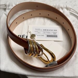 NWT Déhanche Hollyhock Leather Belt Terre Mixed Metal Medium M